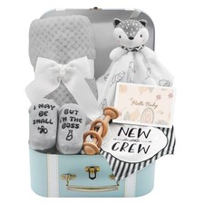Baby Gift Set, Baby Shower Gifts Basket Newborn Blanket Baby Lovey Security