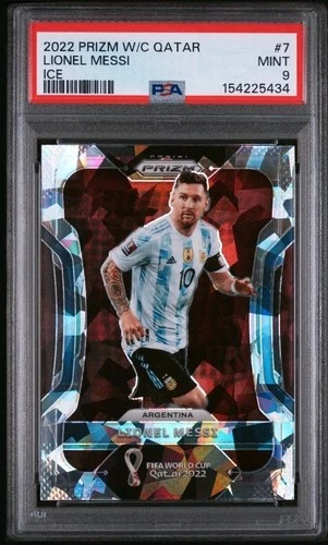 Lionel Messi Cracked Ice 2022 Prizm FIFA World Cup Qatar #7 PSA 9