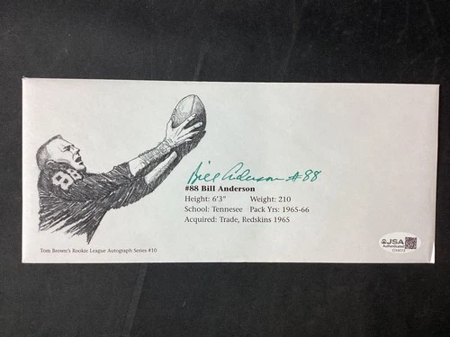 Green Bay Packers Bill Anderson #88 Signed Envelope JSA w/COA College Star WOW!
