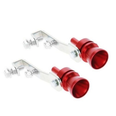 2pcs Universal Turbo Sound Exhaust Muffler Pipe Whistle Aluminium Red Size:M