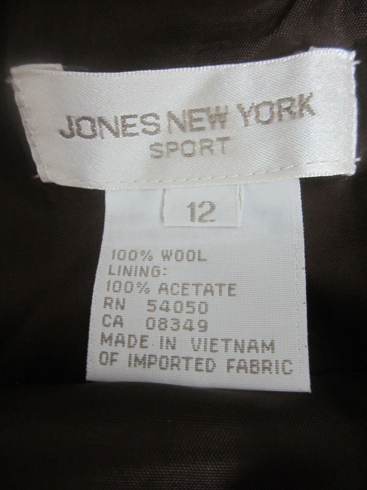 Jones New York Sport Mujer 12 Marrón Granate A Cuadros Lana Envolvente Falda Flecos DEFECTUOSA Foto 3 de 4