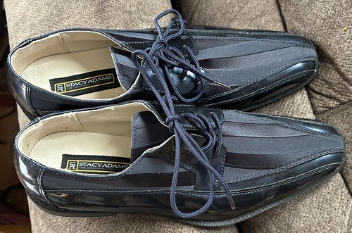 Men's Stacy Adams Blue Royalty Lace Up Tuxedo Shoes -size 8.5 New - Picture 3 of 9