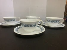 Vintage Corelle Old Town Blue Cup & Saucer Set of 4