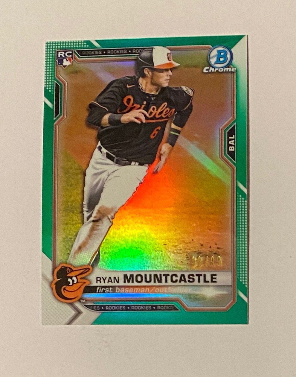 2021 Bowman Chrome Ryan Mountcastle GREEN REFRACTOR /99 #64 RC