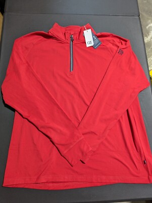 NWT MEN'S CUTTER & BUCK 1/4 ZIP PULLOVER, SIZE: XL, COLOR: RED (M5)