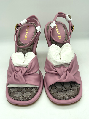 Coach Quincey Leather Sandal Tulip Pink 10 B Open Toe Block Heel