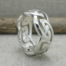 9 mm Wide Sterling Silver Celtic Knot Wedding Ring KEITH JACK Size 10.5 Boxed