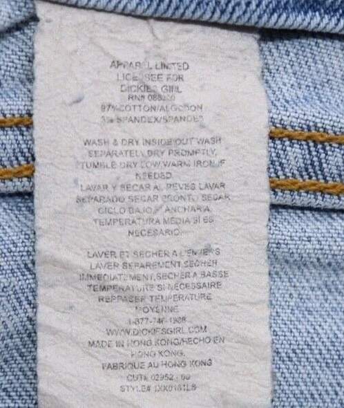 Pantalones cortos de jean vintage para mujer Dickies niña corte tiro bajo desgastados talla 7 (29x9) Foto 4 de 4