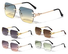 RIMLESS SQUARE PILOT AVIATOR SUNGLASSES CLASSIC SPORT RETRO DESIGNER FASHION NWT