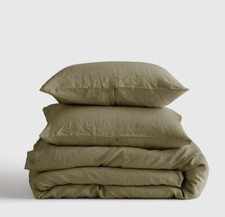 Quince European Linen Aloe Duvet Cover  Shams Full/ Queen  808 