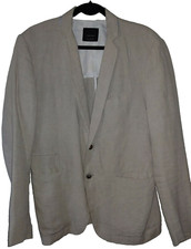 Zara Mens Wheat Beige Linen Blazer Size 40