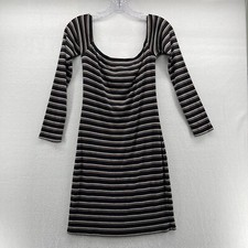 Garage Black and Khaki striped off the shoulder Bodycon dress Size Medium