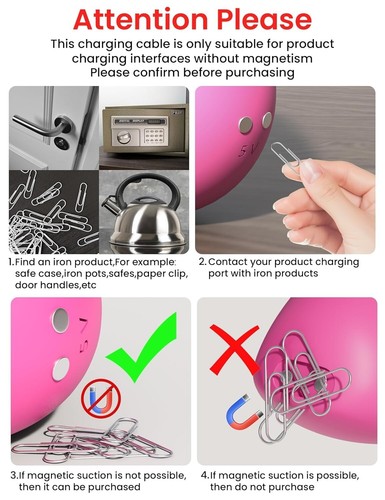 Magnetic USB Charger Cable Replacement 2.6Ft USB C Charging Cord for Devices - Photo 4 sur 8