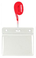 Image of ID Card Holder and Lanyard Flexible Clear Plastic ID Card Pocket