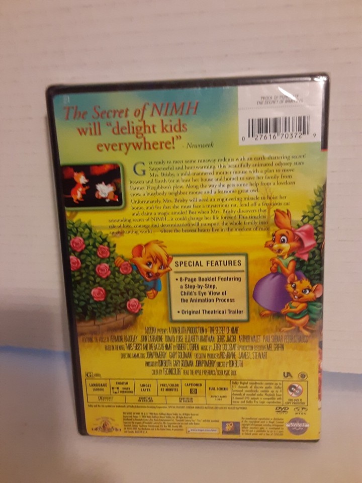 The Secret of NIMH (DVD, 1998) MGM Special Features Booklet 1982 Film