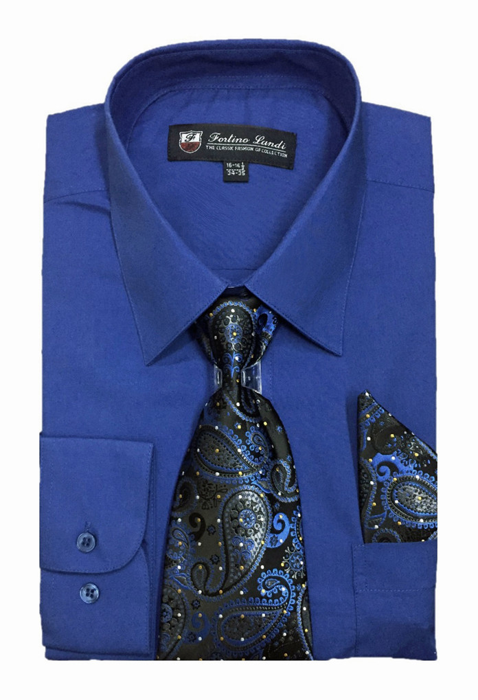 fortino landi dress shirts Fortino Landi Shirt FL630-Royal Blue