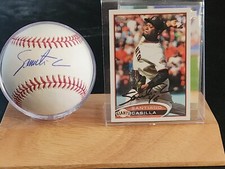 Santiago Casilla signed 2010 World Series Baseball &2 Cards - SF Giants - MCM