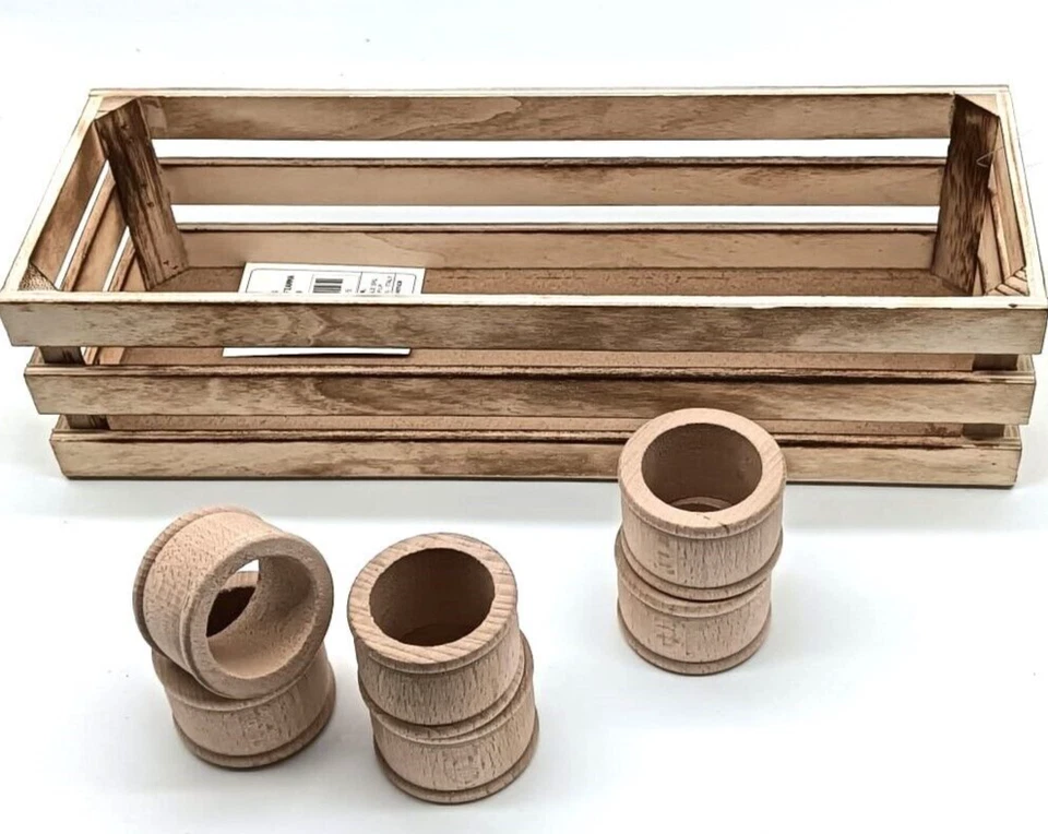 6 portatovaglioli in legno di faggio anello porta ferma tovaglioli da decorare - Immagine 4 di 4