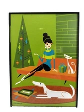 Shag Josh Agle Christmas Card Framed Art Bear Rug Pop MCM Tiki