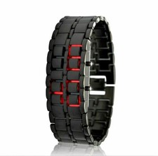 NEW Samurai Inferno W-01 Unisex Black Lava Red Hot Digital LED Gunmetal Watch