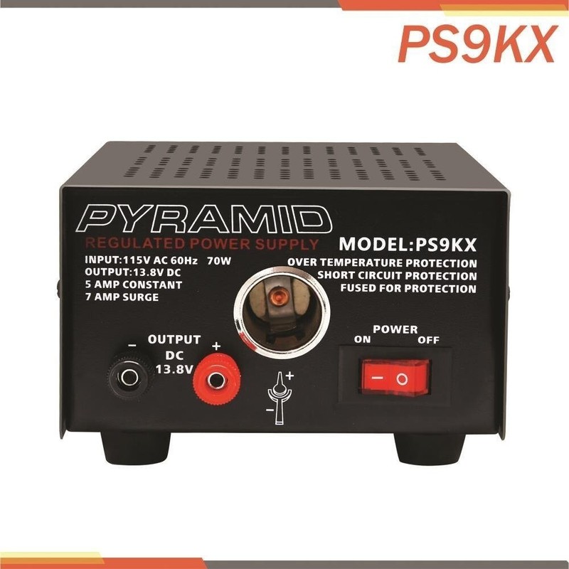 Pyramid PS-9KX 5 Amp Bench Power Supply w/Cigarette DC Lighter Plug CB Scanner