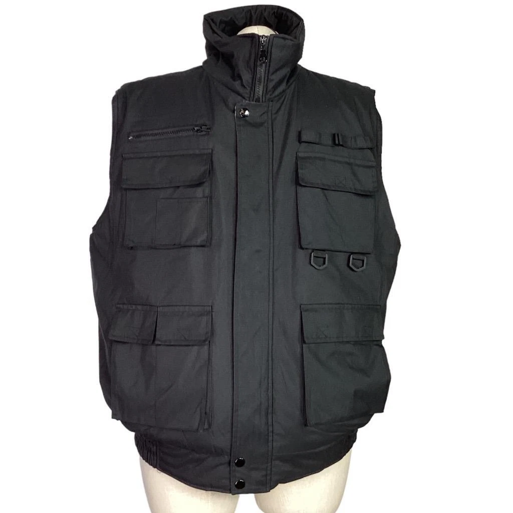 Maxxsel Puffer Vest Men XL Black Water Resistant Polyester Poplin Cargo Pockets