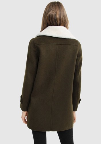 BELLE AND BLOOM Liberty Faux Shearling Collar Wool Blend Coat Green Size Large - Picture 7 of 7