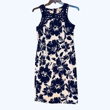 Dress Barn Bodycon Black & White Floral Sleeveless Dress Size 10