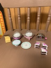 1996 Tyco Kitchen Littles Barbie Dollhouse Size Food Accessory LOT Cake Popcorn
