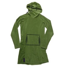 Melanzana Sweater Dress Womens Small Green Hooded Fleece Long Sleeve Pullover
