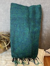 Green And Blue textured Himalayan Yak Wool Shawl Handmade Scarf