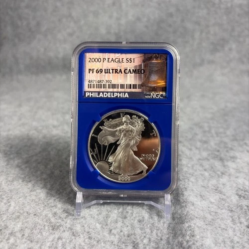 2000-P Proof American Silver Eagle NGC PF69 Ultra Cameo Blue Core Holder Label