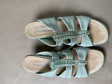 Donald J Pliner Sandals Womens Size 6 Green Wedge Slide Animal Print Strappy