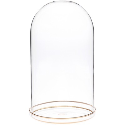 Plymor 5.5'' x 10'' Glass Dome Cloche w/ Gold Rim (Gold Rim Glass Tray Base)
