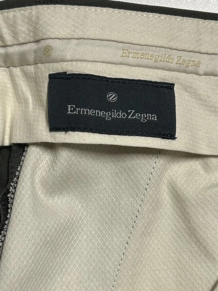 ERMENEGILDO ZEGNA мужской коричневый шерсти классический крой плиссированные брюки/брюки 32 x 30 - Изображение 4 из 4