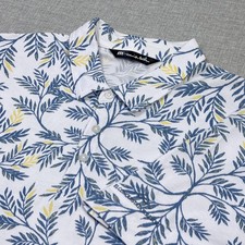 Travis Mathew Floral Golf Polo Shirt Mens XL White Blue Short Sleeve Cotton