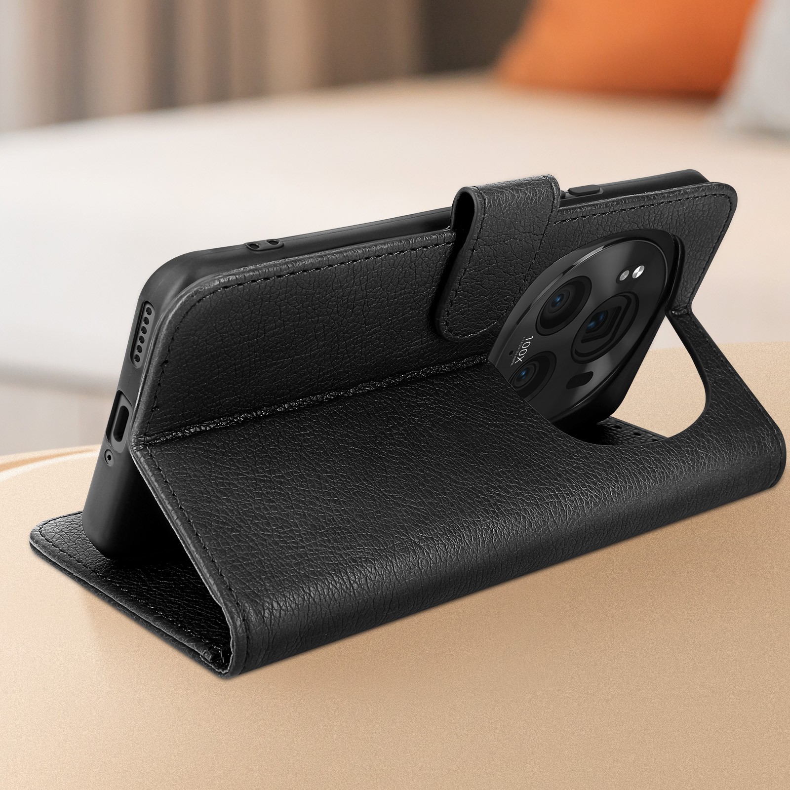 Housse Honor Magic 6 Pro 5G Avizar à clapet noir avec support vidéo
