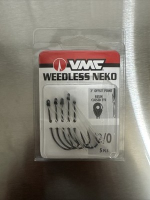 VMC Weedless Neko Hook Black Nickel 5 Pack - Weedless Bass Fishing Tackle 2/0