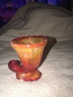 Vintage Orange Swirl Slag Cornucopia — photo 3