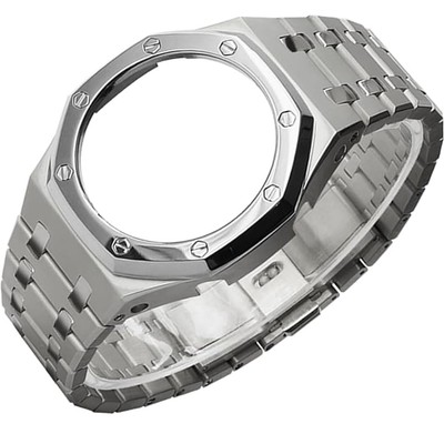 HJHYUL 316L Stainless Steel Watch Band Compatible One Size, Silver metal set 