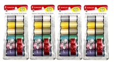 Singer 12 Spool Hand Sewing Thread Polyester with 3Needles & 1 Threader Set of 4