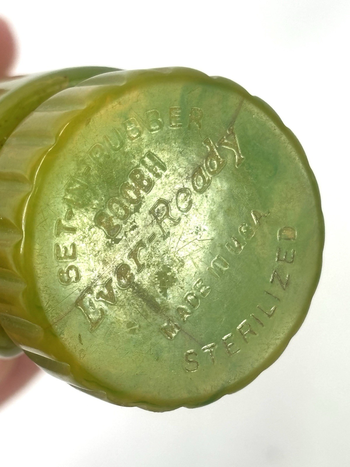 Ever Ready Vtg Shaving Brush w/stand Marbled Green Catalin/Bakelite, 200BH 4”