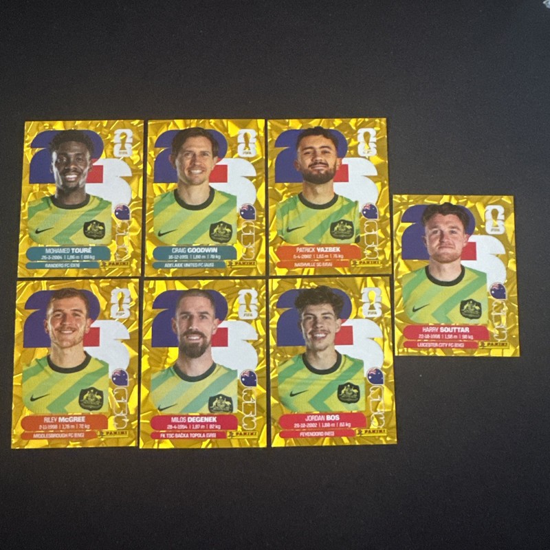 2026 Panini World Cup Stickers Team Australia Lot Of 7 (AUS) Gold Parallel 