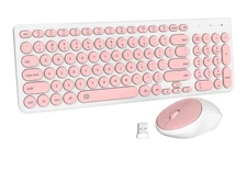 Wireless Keyboard and Mouse Combo, FD iK6630 2.4GHz Cordless Salmon Pink B1