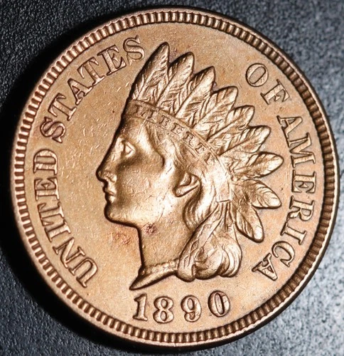 1890 INDIAN HEAD CENT -With LIBERTY & Near 4 DIAMONDS - AU UNC