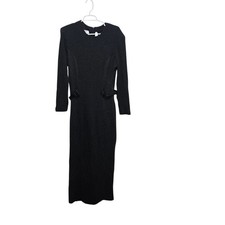 Vintage Joseph Ribkoff Black Maxi Sweater Dress 16 Belted Shoulder Pads Canada