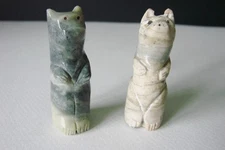 Two  (2) Vintage Native 1970's Zuni Standing Bear Fetishes By Rosalia Quam (d)