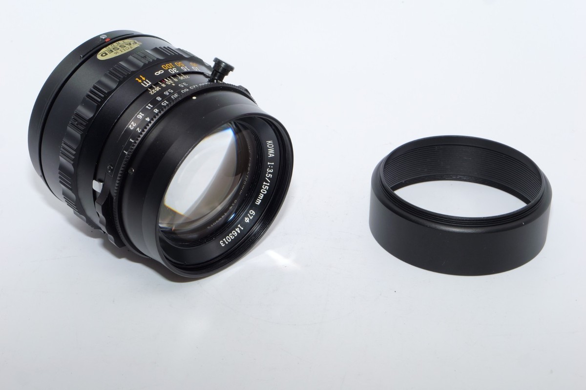Kowa Super 66 150mm f3.5 lens. Box. Case. Caps. Recen CLA'd. Kowa