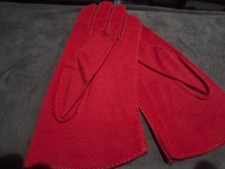 Audrey Hepburn Owned Worn red cotton wrist length gloves Sydney Guilaroff