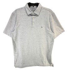 Vineyard Vines On The Go Sankaty Polo Mens M Gray Stripe Whale Performance Golf